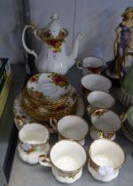 ROYAL ALBERT 'OLD COUNTRY ROSES' PATTERN 21 PIECE COFFEE SET, also an odd ROYAL ALBERT 'FOUR SEASONS