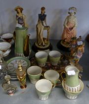 'FOREIGN' MARKED 16 PIECE COFFEE SET, an odd COLLECTORS' PLATE and FIVE 'LEONARDO COLLECTION'