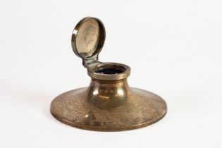 GEORGE V WEIGHTED PLAIN SILVER LARGE CAPSTAN INKWELL BY WILLIAM NEALE & SON Ltd, of typical form,
