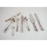 NINETY FOUR PIECE TABLE SERVICE OF KINGS PATTERN ELECTROPLATED CUTLERY BY WALKER & HALL, comprising:
