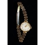 LADY'S ROTARY GOLD-PLATED WRIST WATCH with mechanical movement, circular arabic dial, gold-plated