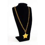 CHINESE GOLD HEAVY CURB PATTERN CHAIN NECKLACE with hook pattern clasp, approximately 18in (46cm)