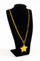 CHINESE GOLD HEAVY CURB PATTERN CHAIN NECKLACE with hook pattern clasp, approximately 18in (46cm)