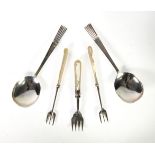 GEORGE VI PAIR OF ART DECO SILVER PRESERVE SPOONS, with stylish handles, Birmingham 1945, 1.25ozt,