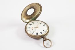 SILVER DEMI-HUNTER POCKET WATCH, the inner leaf inscribed S. Smith & Son, 9 Strand, London under a