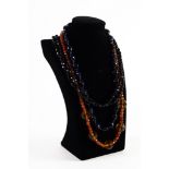 SINGLE STRAND NECKLACE OF UNIFORM FACETED ROUND JET BEADS, approximately 50 in (127cm) long; dark