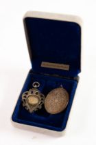 ELIZABETH II SILVER JUBILEE OVAL PENDANT, 1977 and a late Victorian SILVER PRIZE MEDALLION,