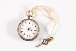 LADY'S EARLY 20TH CENTURY CONTINENTAL 800 MARK SILVER CASED FOB WATCH, foliate and scroll decorated,