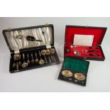 CASED THIRTEEN PIECE ELECTROPLATED DESSERT SET FOR SIX PERSONS BY ELKINGTON & Co, comprising: