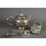 VICTORIAN ELECTROPLATE PRESENTATION TEAPOT maker J. Prime, Sheffield, rococo-style and globular with