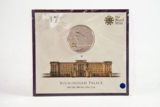 ROYAL MINT, BRILLIANT UNCIRCULATED SILVER BUCKINGHAM PALACE 2015 £100 COIN, 62.86gms, enclosed in