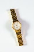 LADY'S LONGINES QUARTZ GOLD PLATED BRACELET WATCH, the circular white dial with batons, centre