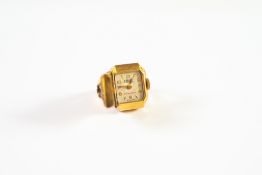 LADY'S LE PHARE ROLLED GOLD RING WATCH, with 17 jewels movement, signed oblong arabic dial, the