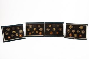 FOUR ROYAL MINT UNITED KINGDOM PROOF COIN SETS, for years 1991 (lacks certificate), 1989, 1992 x 2