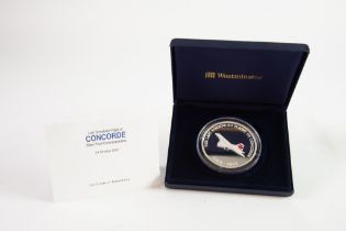 WESTMINSTER 2003 COMMEMORATIVE 5oz PROOF SILVER MEDALLION - THE LAST SCHEDULED FLIGHT OF CONCORDE,