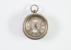 VICTORIAN SILVER POCKET WATCH with key wind movement, engine turned, roman dial with gold