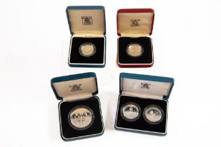 ROYAL MINT 1989 £2 SILVER PROOF TWO COIN SET, together with TWO SILVER PROOF £1 COINS, 1983 and