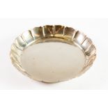 VICTORIAN SILVER SHALLOW DISH, with plain centre and lappet shaped border, 6” (15.2cm) diameter,