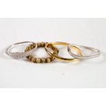 GOLD-PLATED SILVER TEXTURED BALL BEAD BRACELET, magnetic fastening; another GOLD-PLATED SILVER PLAIN