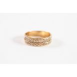 GOLD COLOURED METAL HALF ETERNITY RING, the two strand top set with twenty-four tiny diamonds, 5gms,