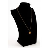 9ct GOLD CURB PATTERN CHAIN NECKLACE with ring clasp, 19in (48.2cm) long with 9ct GOLD St