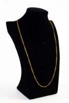 CHINESE GOLD LONG CURB LINK CHAIN NECKLACE, hook fastening, approximately 26in (66cm) long, 37.