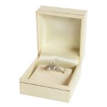 PLATINUM RING SET WITH A ROUND BRILLIANT CUT DIAMOND in an 8 claw setting, approximately 1.33ct,