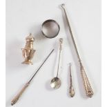 THREE PIECES OF HALLMARKED SILVER, comprising: PEPPERETTE, PRESERVE SPOON WITH RUNNING HARE