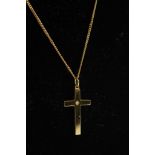 9ct GOLD 2000 MILLENNIUM CRUCIFIX ON FINE CHAIN, 6.4 gms