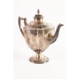 LATE VICTORIAN SILVER COFFEE POT OF PEDESTAL VASE FORM rising from a CIRCULAR STEM FOOT, with CURVED