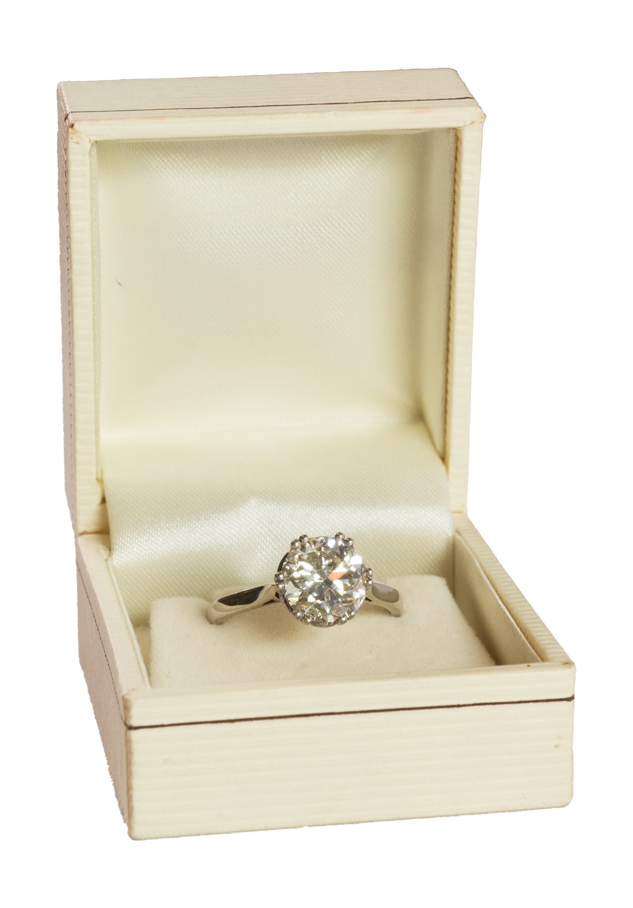 PLATINUM RING WITH A SOLITAIRE DIAMOND, approximately 3.22ct, round and brilliant cut, clarity