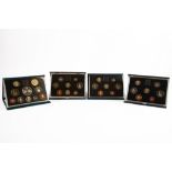 FOUR ROYAL MINT UNITED KINGDOM PROOF COIN SETS, for years 1985, (lacks certificate), 1990 and