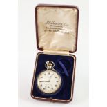 J.W. BENSON, LONDON, OPEN-FACED POCKET WATCH with keyless movement, white roman dial with subsidiary