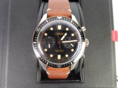 ORIS BRONZE SWISS AUTOMATIC CHRONOGRAPH GENT'S DIVERS WATCH, having bronze bezel to the stainless
