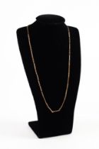 9ct GOLD FINE CHAIN NECKLACE with groups of long and short links, 17 1/2in (44.4cm) long, 4.7gms