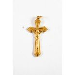 CHINESE GOLD CRUCIFIX PENDANT, 1 1/2in (3.5cm) high, 4.5gms, (tests 23.81ct)