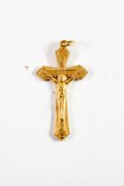 CHINESE GOLD CRUCIFIX PENDANT, 1 1/2in (3.5cm) high, 4.5gms, (tests 23.81ct)
