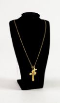 CHINESE GOLD FINE CHAIN NECKLACE, approiximately 20in (51cm) long, with GOLD CRUCIFIX PENDANT, 1 3/8