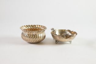STERLING SILVER WRYTHEN FLUTED BOWL, with flared rim, 2 ½” (6.3cm) high, together with an UNMARKED
