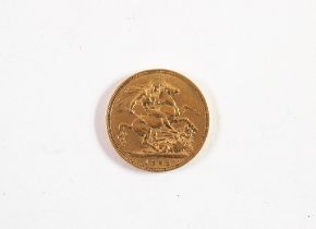 VICTORIAN GOLD SOVEREIGN, old head 1892 (showing wear to high spots)