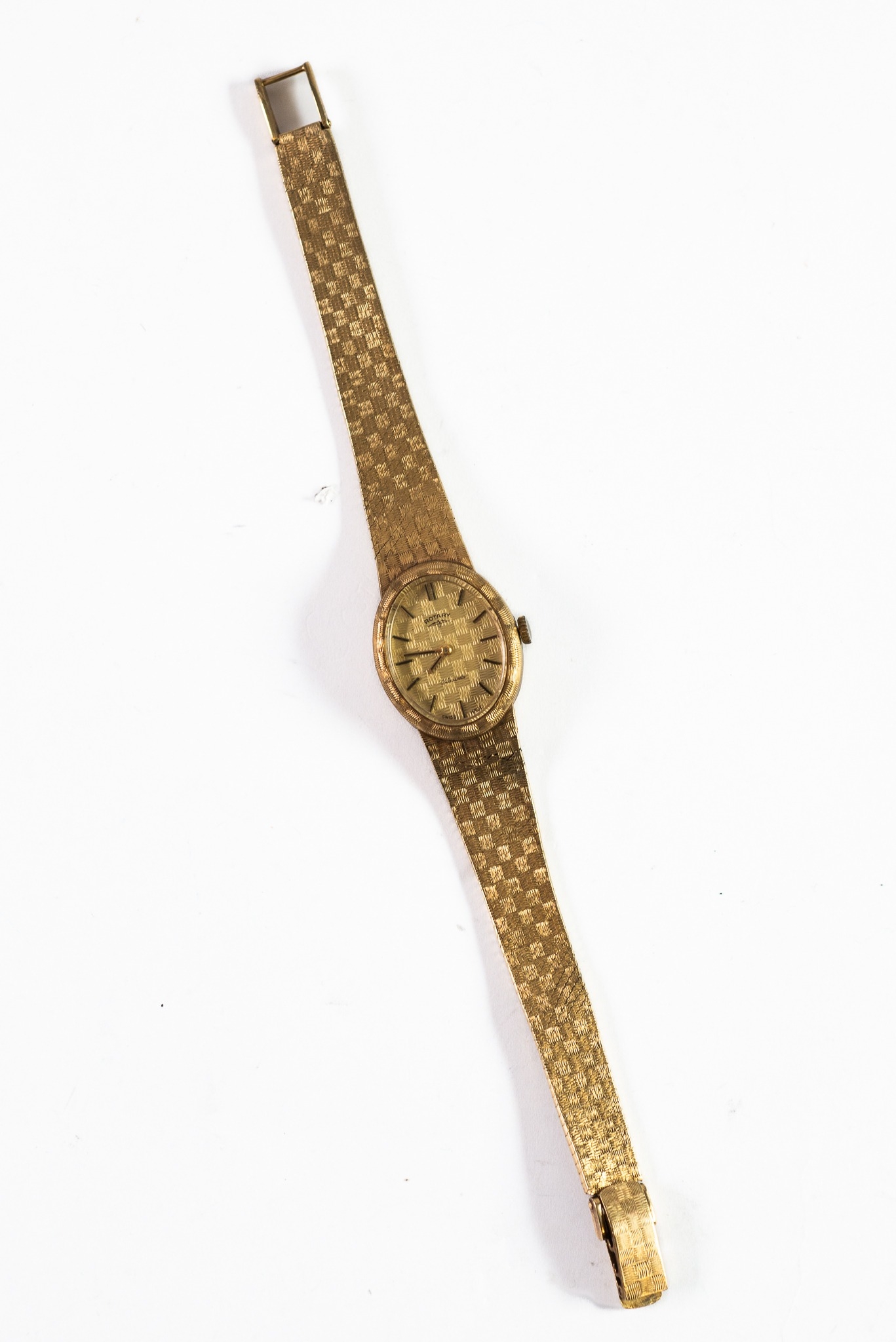 LADY'S ROTARY, SWISS, 9ct GOLD BRACELET WATCH with 21 jewel movement, gold oval dial with batons,