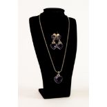 SWAROVSKI WHITE METAL AND AMETHYST CRYSTAL NECKLACE AND PAIR OF MATCHING EARRINGS (3)