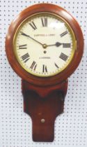 CAMPBELL & LUMBY, LIVERPOOL MAHOGANY FRAMED WALL CLOCK WITH SUBSIDIARY TAVERN CLOCK WALL BRACKET,