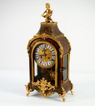 EARLY TWENTIETH CENTURY AND LATER RED SHELL AND BRASS BOULLE WORK MANTLE OR BRACKET CLOCK, the