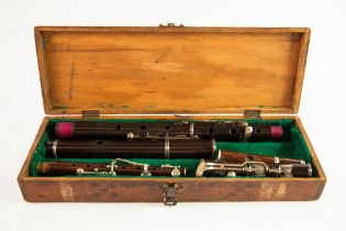 WILLIAM IV PROBABLY ROSEWOOD FOUR PART FLUTE, majority of keys hallmarked London 1831, maker JDG,