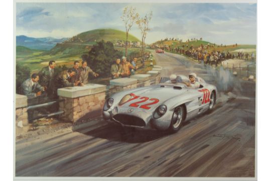 MICHAEL TURNER AND STIRLING MOSS LIMITED EDITION COLOUR PRINT SIGNED BY THE ARTIST AND DRIVER ‘ - Image 1 of 2