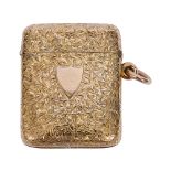 A late Victorian 9ct gold vesta case