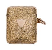 A late Victorian 9ct gold vesta case