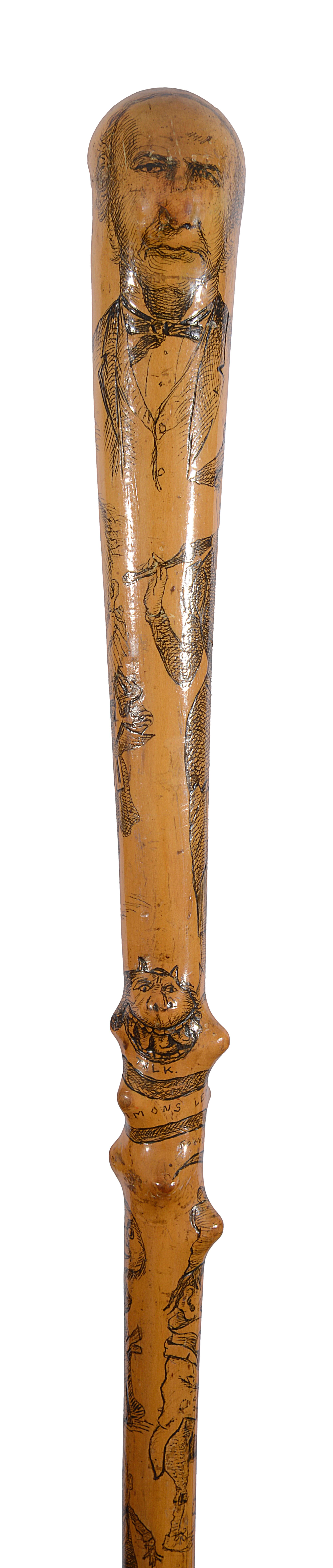 A late Victorian holly walking cane