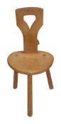 Robert 'Mouseman' Thompson. An oak spinning chair c.1970